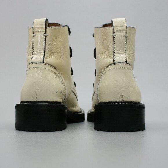 Rag & Bone 35 Ladies 5 Cannon Antique White Crinkle Lace & Zipper Combat Booties - Picture 3 of 12